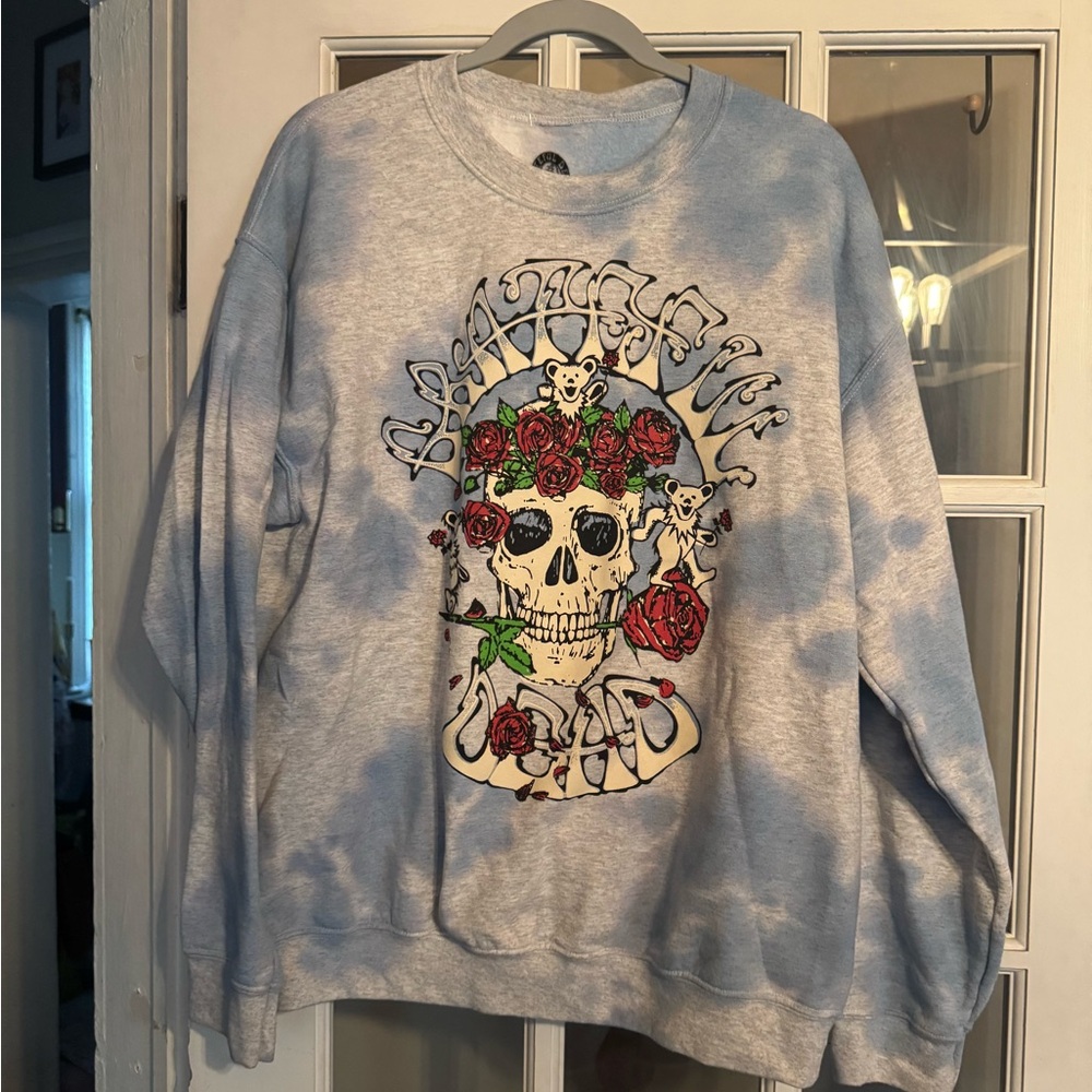 Urban Outfitters Blue Tie-Dye Skull Sweatshirt